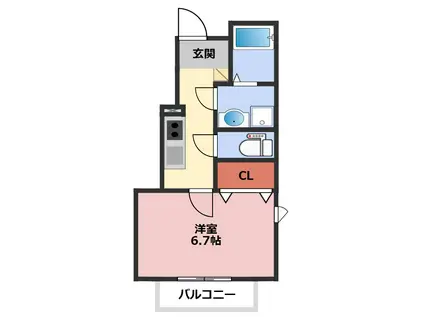 名取市上余田集合A棟(1K/1階)の間取り写真