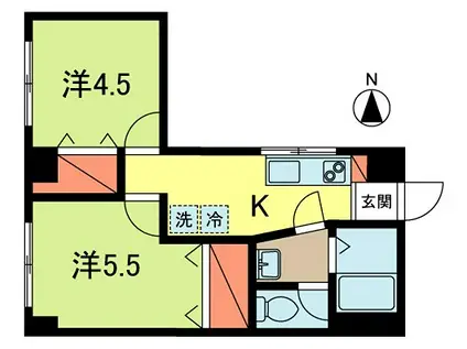 三井マンション(2K/1階)の間取り写真