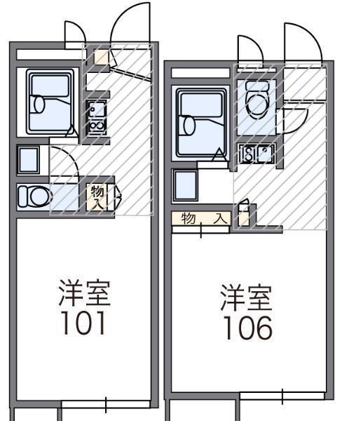 レオパレスMIRAI(1K/2階)の間取り写真