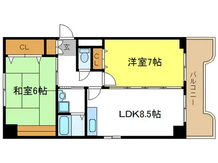トリニティー加美東(2LDK/7階)の間取り写真