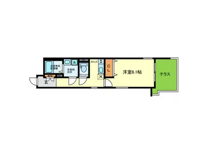 LUNA甲子園(1K/1階)の間取り写真