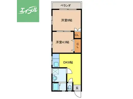 松本ビル(2DK/3階)の間取り写真