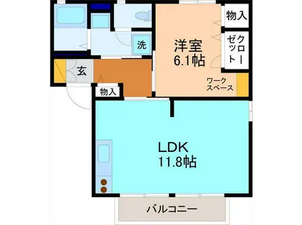 SH・パルティーレ21(1LDK/2階)の間取り写真