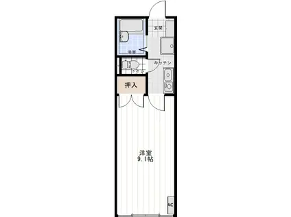 グレースメモリー秋田3B(1K/1階)の間取り写真
