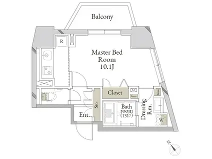 ザ・ミューチュアル王子本町(1K/2階)の間取り写真