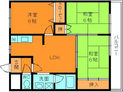 多津美ビル(3LDK/5階)の間取り写真
