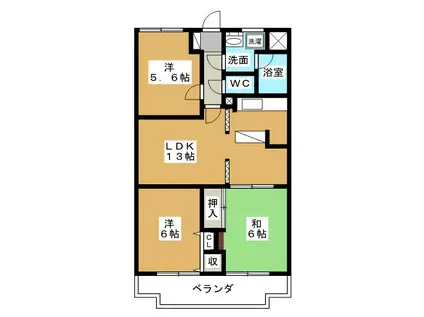 コンフォトゥールII(3LDK/1階)の間取り写真