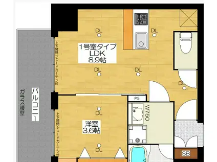 ブエナビスタ難波サウスタワー(1LDK/10階)の間取り写真