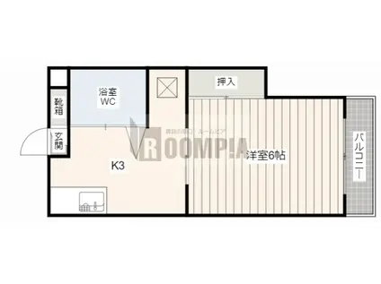 ラヴィアンローズ(1K/4階)の間取り写真