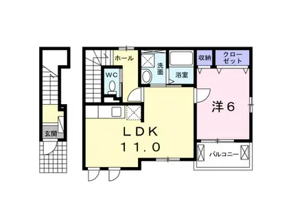 ユーヴェS VI(1LDK/2階)の間取り写真