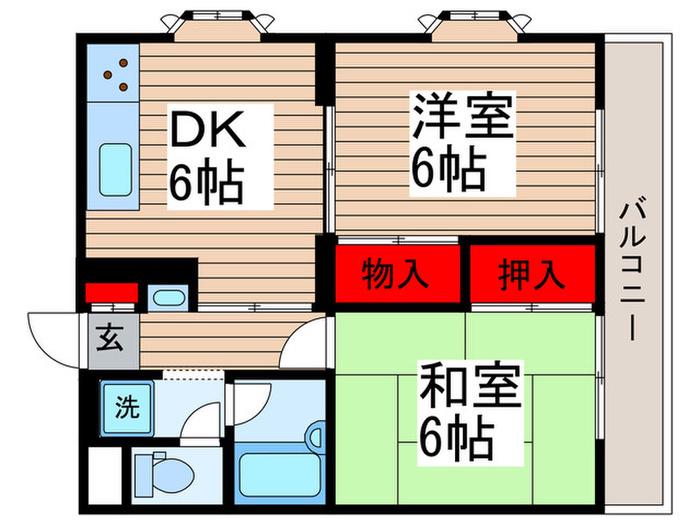 新潮通一番館(2DK/2階)の間取り写真