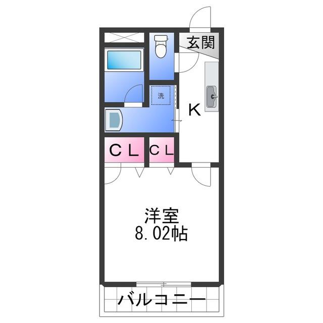 フジパレス西国分(1K/2階)の間取り写真