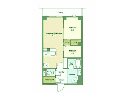 KDXレジデンス田園調布南(2LDK/2階)の間取り写真