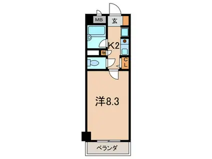 プレステージ岡本(1K/6階)の間取り写真