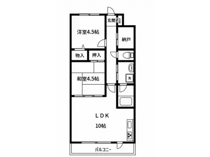 クレインIIビル(2SLDK/2階)の間取り写真