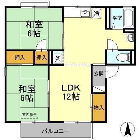 メゾン・ノルド B(2LDK/2階)の間取り写真