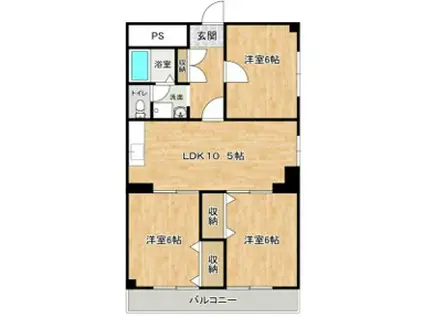 メゾンM(3LDK/4階)の間取り写真