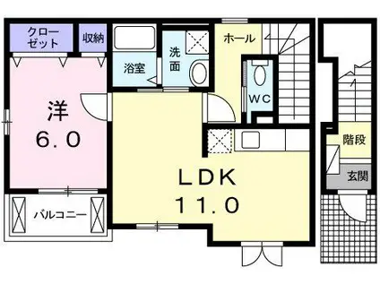 アルモニー(1LDK/2階)の間取り写真
