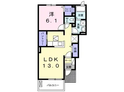 K-SUNS彦島 I(1LDK/1階)の間取り写真
