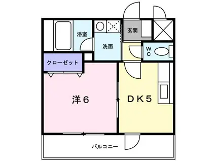 トリニティーグレース(1DK/2階)の間取り写真