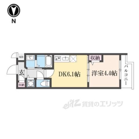 ベラジオワールドアイ京都円町(1DK/3階)の間取り写真