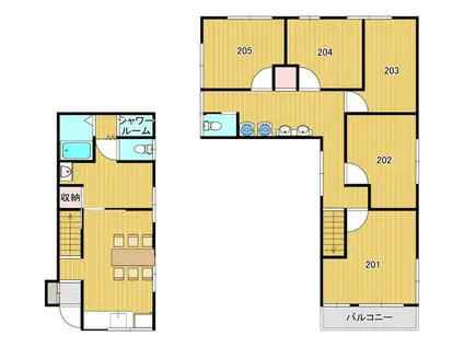 松山2丁目アパート(ワンルーム/2階)の間取り写真