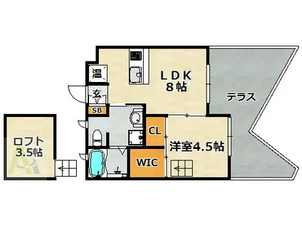 ヴィアーレ南町(1LDK/1階)の間取り写真