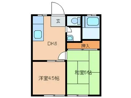 パナハイツスズキ(2DK/1階)の間取り写真