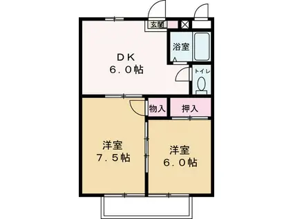 シティ堂山B(2DK/3階)の間取り写真