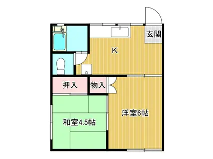 牡丹山ハイツ(2DK/2階)の間取り写真