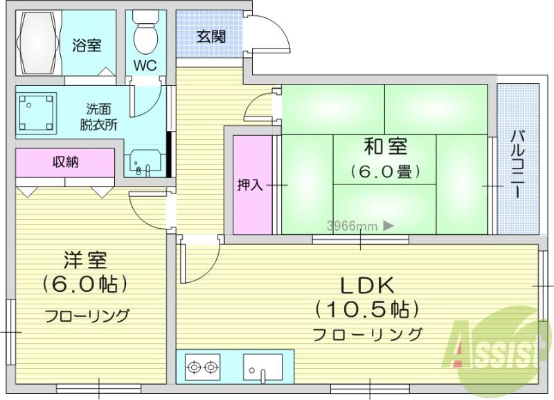 ヴィレッジ・みつ葉A(2LDK/2階)の間取り写真