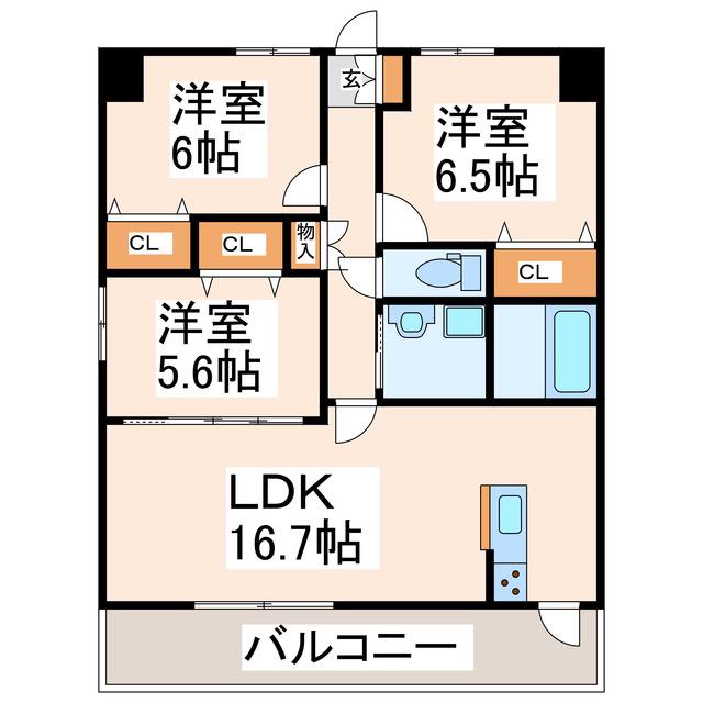 SQUARE菊陽(3LDK/5階)の間取り写真
