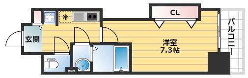 LUXE本町(1K/8階)の間取り写真