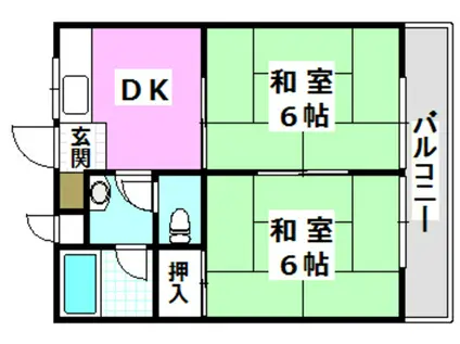 MJハイツ東別府(2DK/1階)の間取り写真