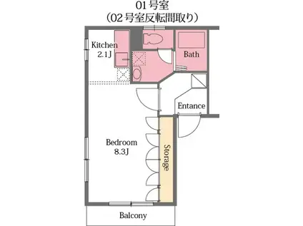東武東上線 東松山駅 徒歩22分 3階建 築32年(1K/2階)の間取り写真