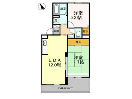 ヴァンベールしののめ(2LDK/1階)の間取り写真