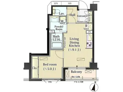 パークアクシス自由が丘テラス(1LDK/3階)の間取り写真