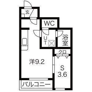 アイワテラス・アイワスクエア(1SK/1階)の間取り写真
