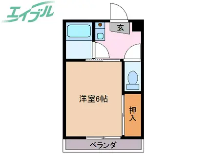 ジョイフル伊勢(1K/3階)の間取り写真