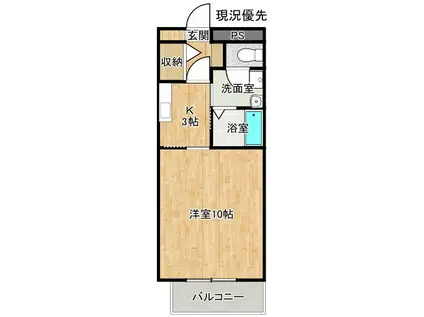 リバティコート107(1K/2階)の間取り写真