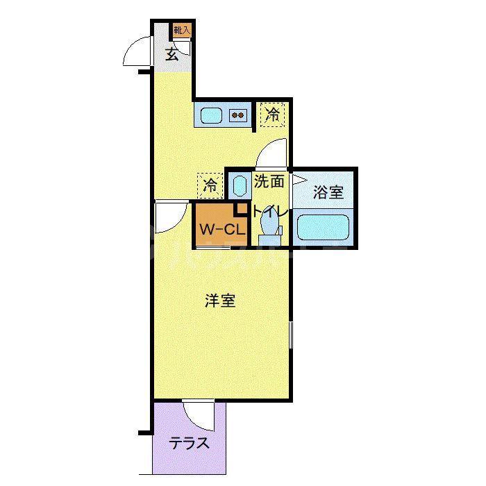 ラフィーナー松戸(1K/1階)の間取り写真