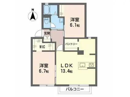 メリースクエア(2LDK/1階)の間取り写真