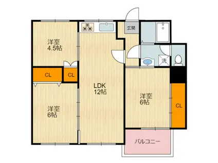 アインスハイツ(3LDK/2階)の間取り写真