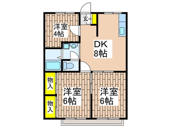 エステートピア春日(3DK/1階)の間取り写真