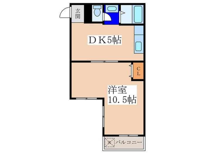 シティーハイツ八尾本町 南(1DK/2階)の間取り写真