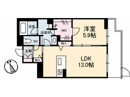 ザ ヘリテージ野上(1LDK/1階)の間取り写真