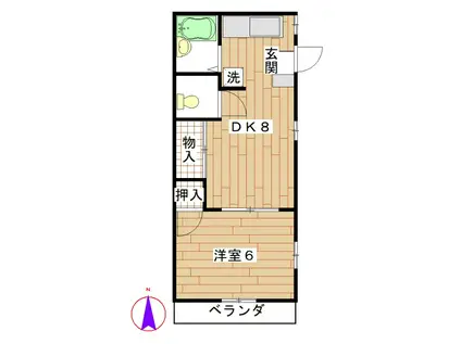 本蓮沼駅から徒歩6分(1DK/1階)の間取り写真