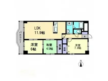 プラザ・ドゥ・オデッサ(3LDK/5階)の間取り写真