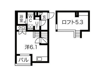 ランドスクエア上飯田(ワンルーム/1階)の間取り写真