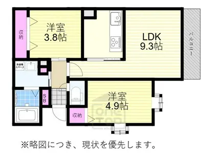 大島町3丁目(2LDK/1階)の間取り写真